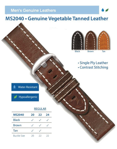 Hadley Roma - Genuine Leather Watch Band | MS2040